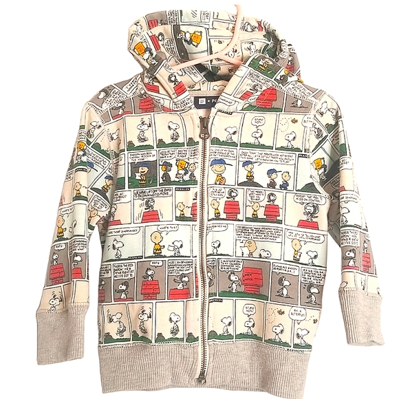 Peanuts Other - 43. Baby Gap + Peanuts collaboration kids zip up comic print jacket fleece lined